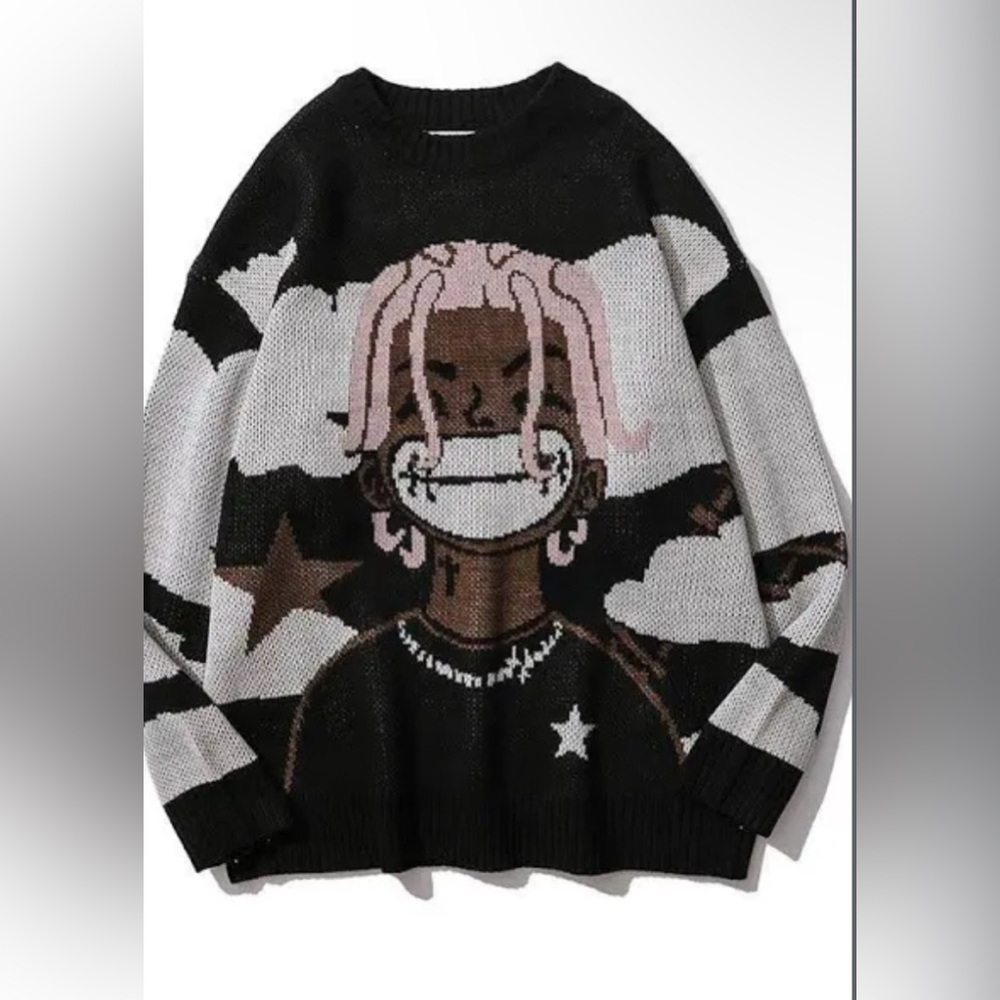 SMILE ANIME KNIT SWEATER .